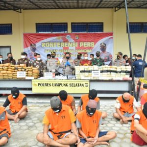 Polres Lampung Selatan Musnahkan Barang Bukti Narkoba Juli-Agustus 2021 