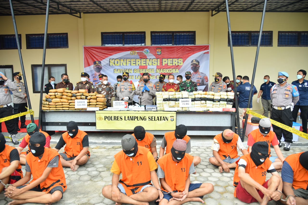 Polres Lampung Selatan Musnahkan Barang Bukti Narkoba Juli-Agustus 2021 