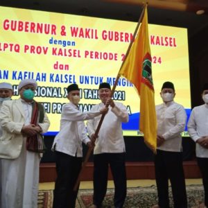 Wagub Kalsel Lepas Keberangkatan Kafilah Menuju STQH Nasional ke XXVI di Gedung Mahligai Pancasila, Selasa (12/10/2021) malam.